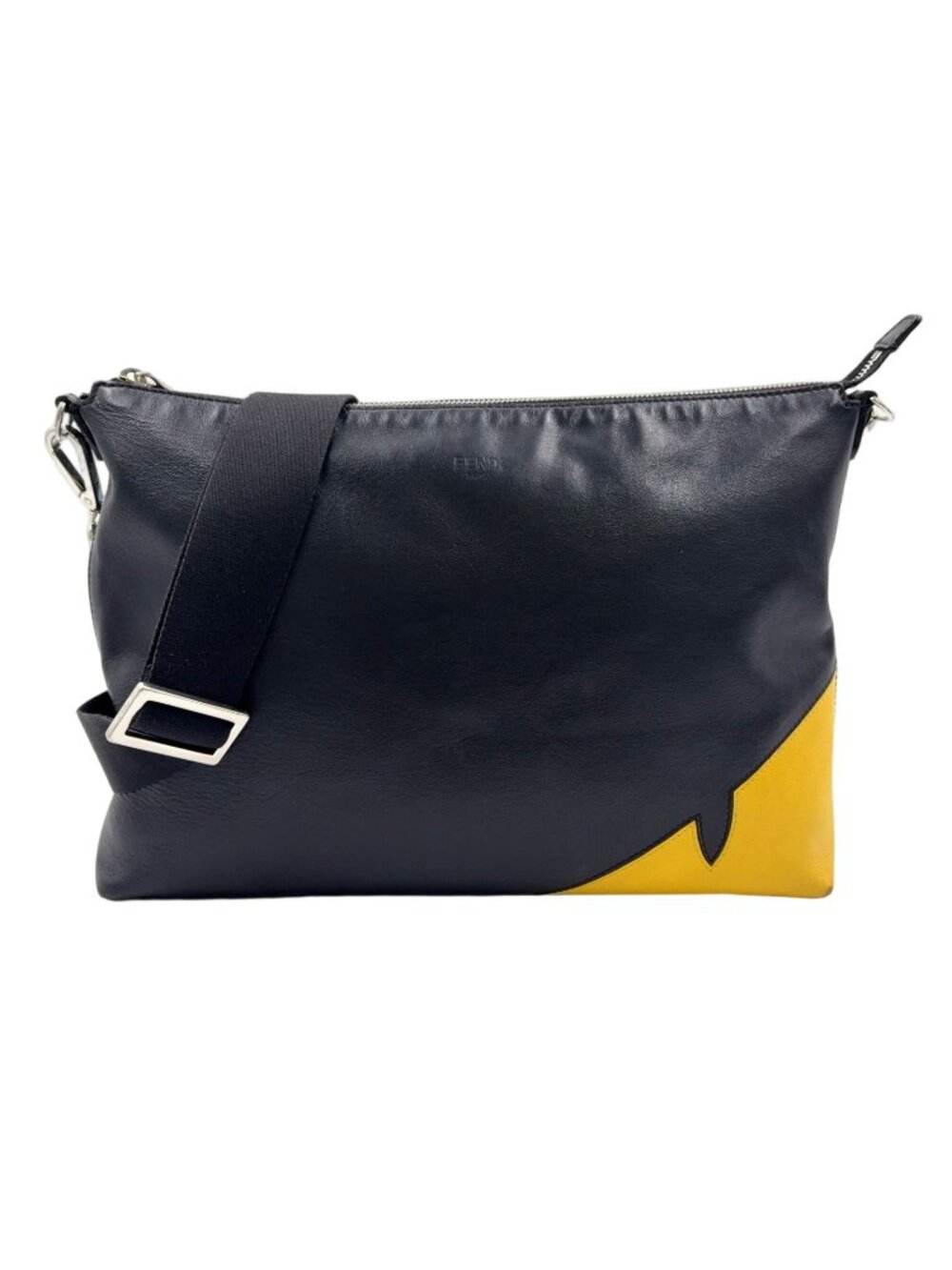Fendi Monster Star Bugs Leather Yellow Black Shoulder Bag Silver